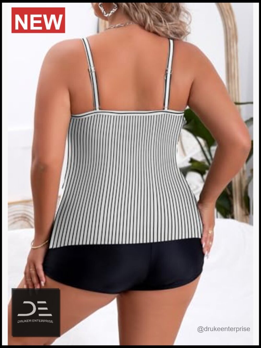 Plus Size Tankini Swimsuits Tummy Control Two Piece Bathing Suit Ruffled - Picture 2 of 4